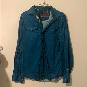 Blue green LS button up